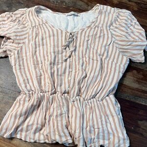 Abercrombie & Fitch Beige and White Striped Blouse